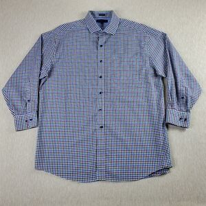 Tommy Hilfiger Men's Regular Fit Green Blue Plaid Long Sleeve Shirt 17 32-33